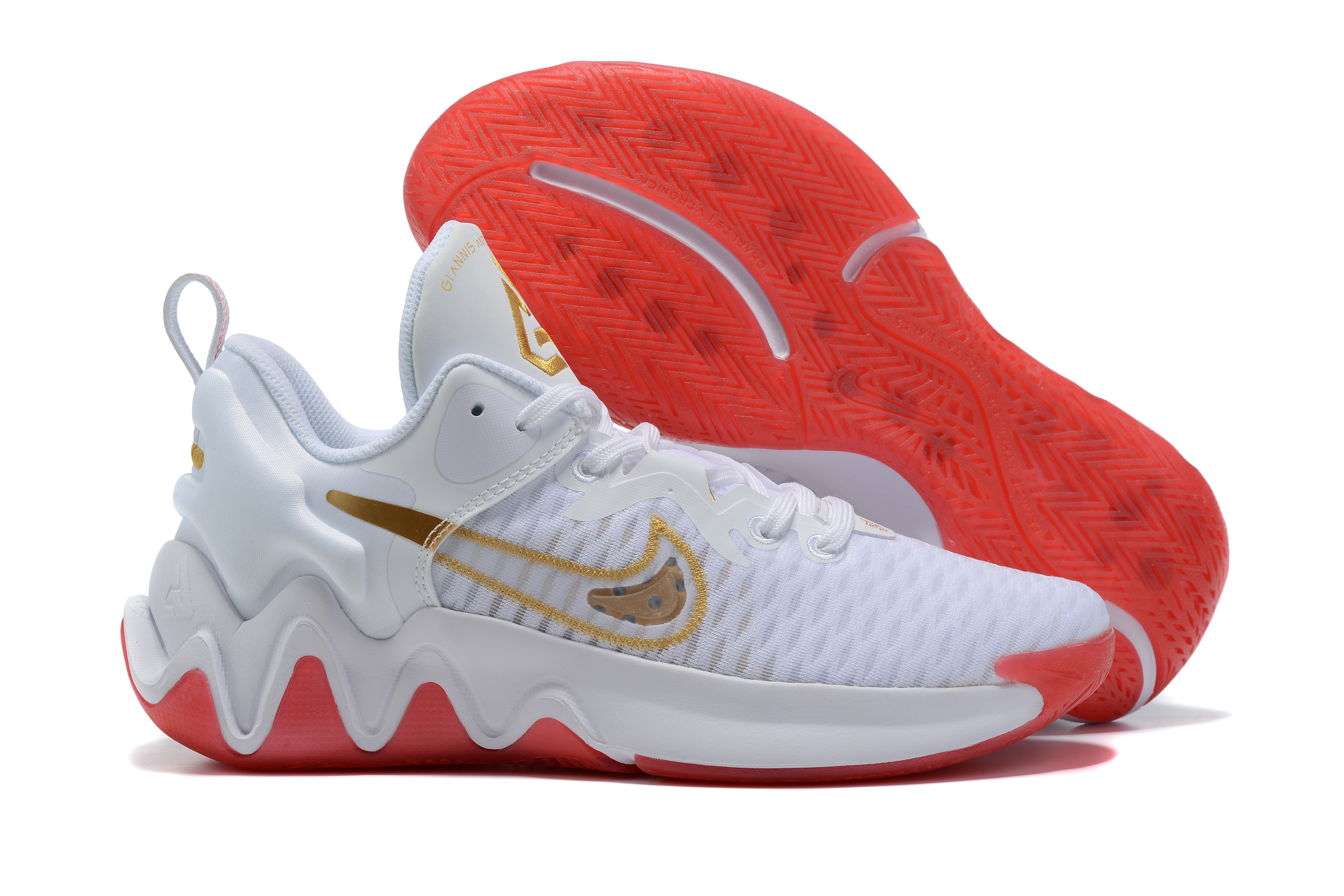 Nike Giannis Immortality White Red Gold Shoes